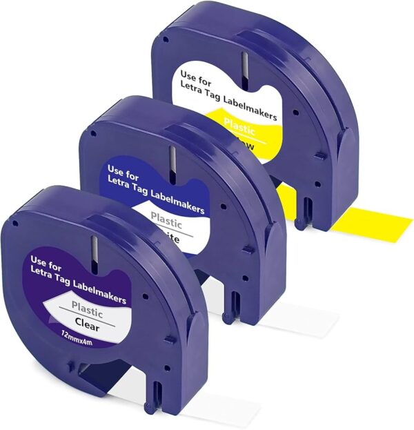 ruban en plastique pour imprimantes d'étiquettes Noir sur transparent/blanc/jaune