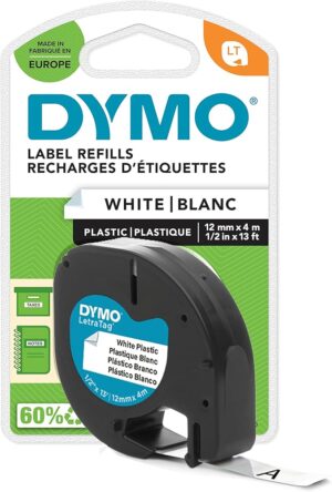 Étiquettes plastique DYMO (Texte noir sur étiquette blanche)