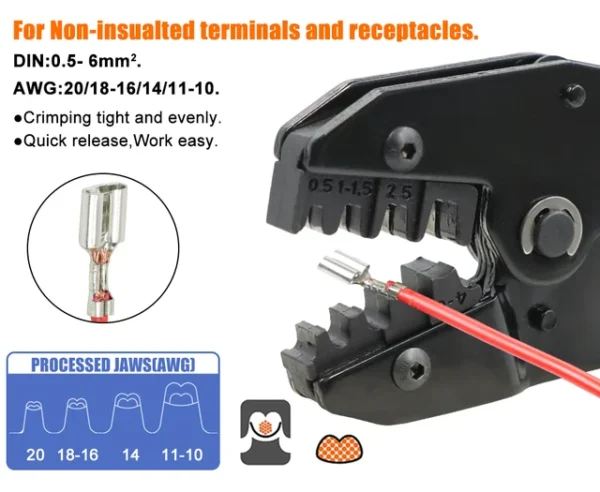 Pince à sertir à cliquet pour 0.5/2.8/4.8/431B