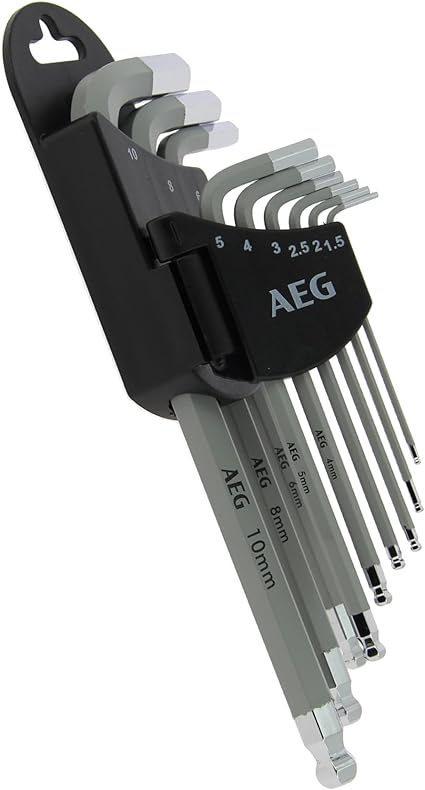 61362VSJKdL._AC_SX425_ AEG 9 clés 6 pans + support : 1,5 - 2 - 2,5 - 3 - 4 - 5 - 6 - 8 - 10 mm, Gris