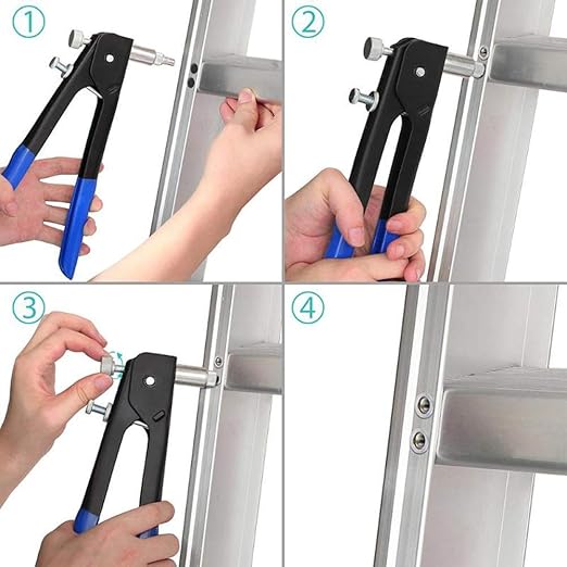 Rivet écrou Gun avec 80 pièces M3 / M4 / M5 / M6 / M8 écrous en Aluminium et 5 pièces Nut Rivet Mandrin