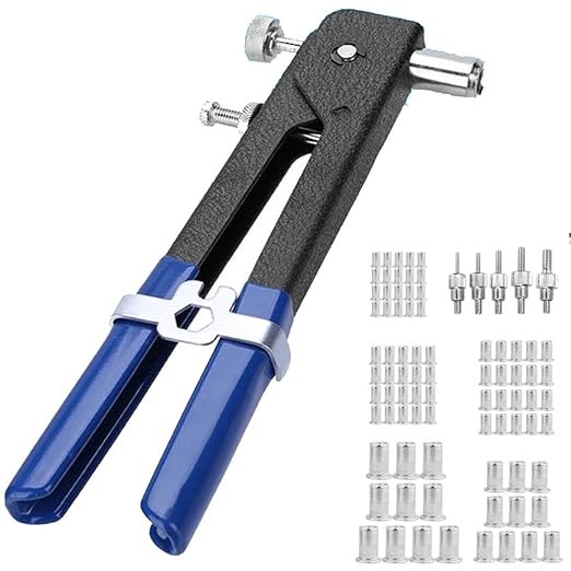 Rivet écrou Gun avec 80 pièces M3 / M4 / M5 / M6 / M8 écrous en Aluminium et 5 pièces Nut Rivet Mandrin