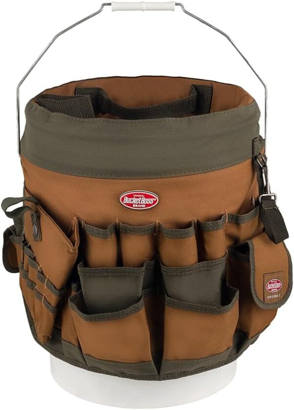 Cliquez pour voir la vue complète      13+  7 vidéos Bucket Boss 10024 Porte-outils et organisateur en toile de 5 gallons avec 24 poches Organisateur de seau en marron et vert