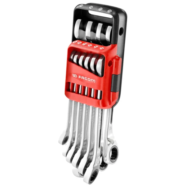 Jeu de 10 clés mixtes à cliquet métriques sur étui portatif, de 8 à 19 mm