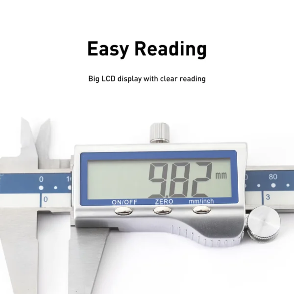 Pied à coulisse électronique en acier inoxydable DASQUA 2115-2305, 150 mm, avec écran LCD extra-large et conversion pouces/millimètres