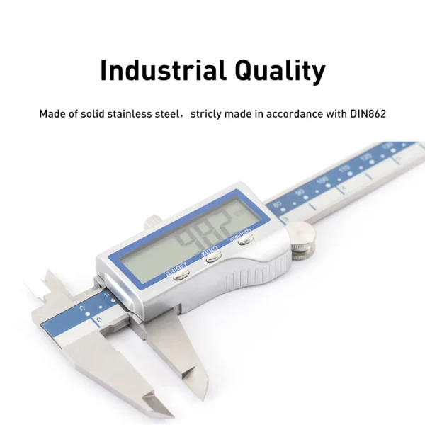 Pied à coulisse électronique en acier inoxydable DASQUA 2115-2305, 150 mm, avec écran LCD extra-large et conversion pouces/millimètres